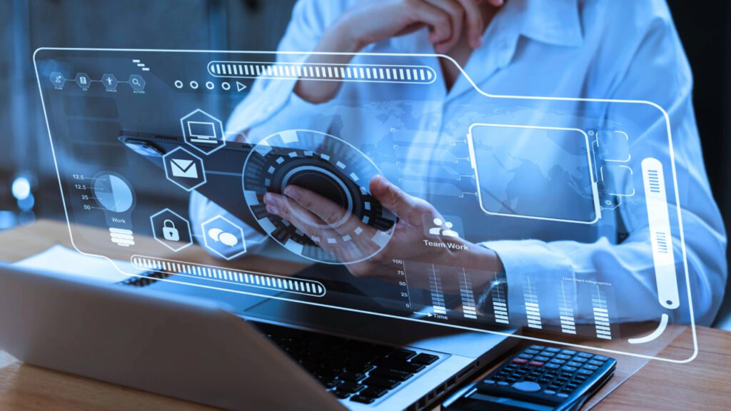 Person using productivity apps to automate tasks
