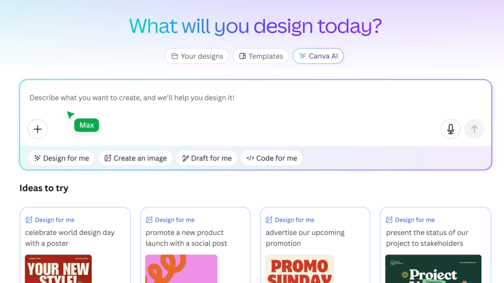 Canva AI design and content creation tool 2025